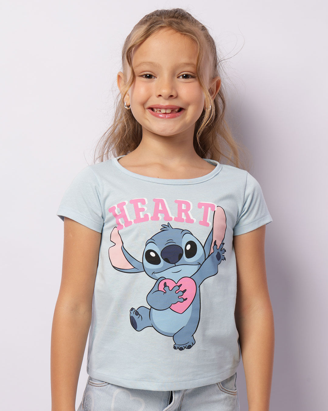 Camiseta Infantil Manga Curta Disney Stitch Azul