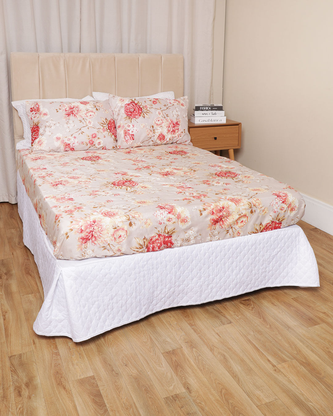 Jg-De-Cama-Casal-3-Pcs-Moderno-Ver-25---Rosa-Floral