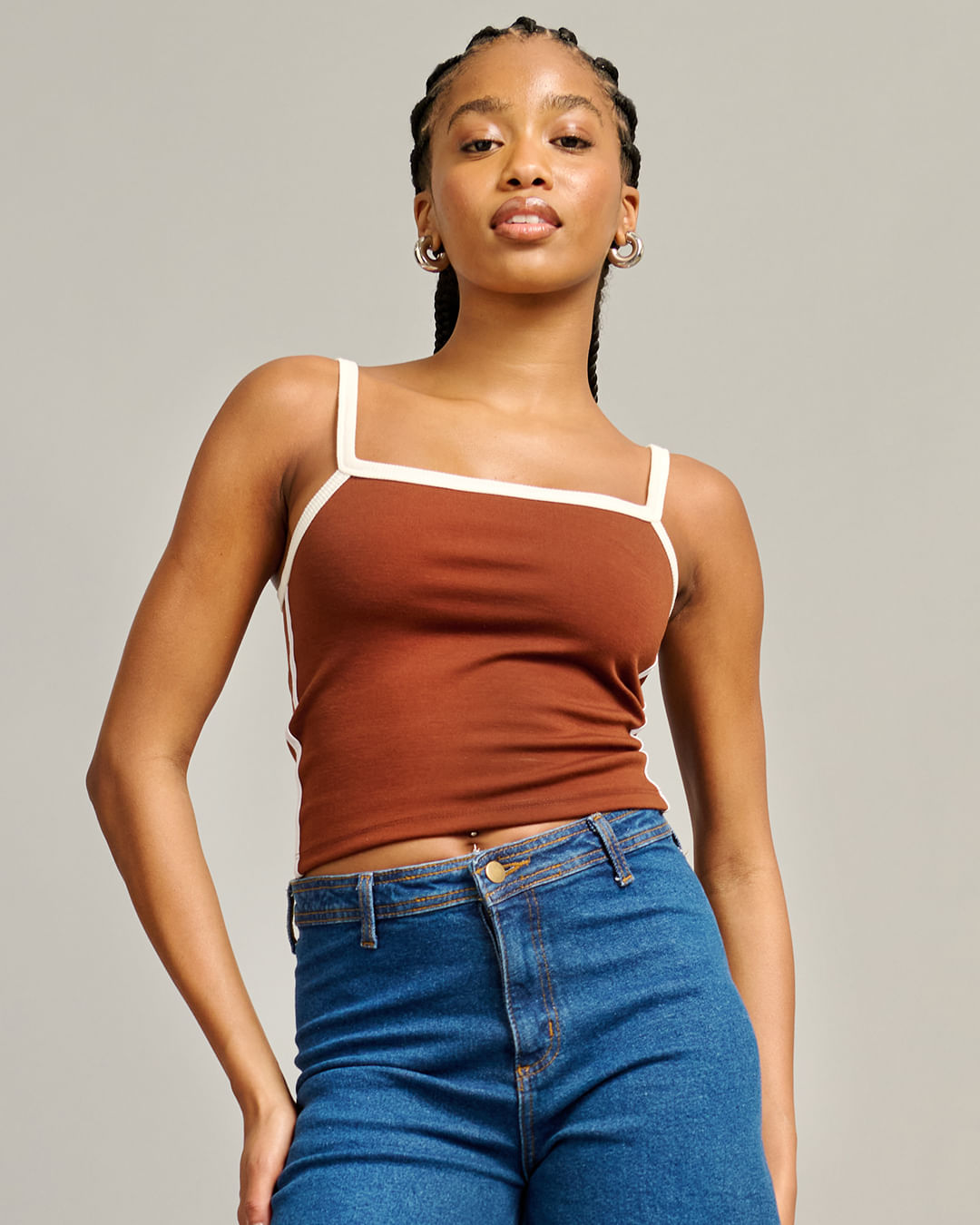 Regata Feminina Cropped Marrom