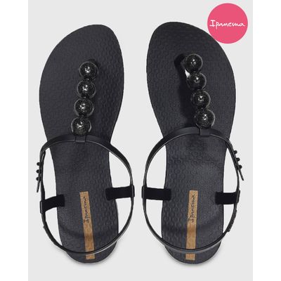 Sandália rasteira Class Glam Ipanema preta | Lojas Torra - torratorra