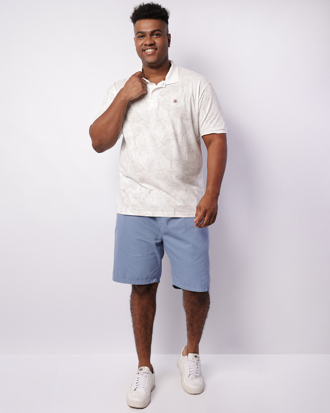 Bermuda Plus Size Masculina Sarja Com Cordão Azul