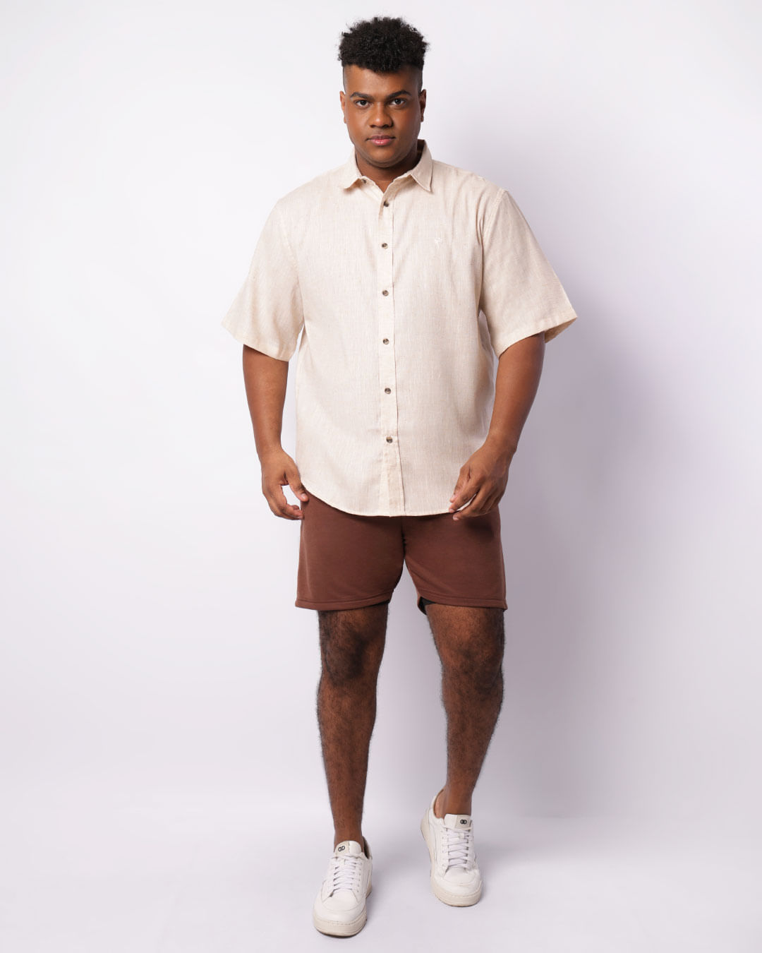 Bermuda Plus Size Masculina Moletinho Curta Com Cordão Marrom