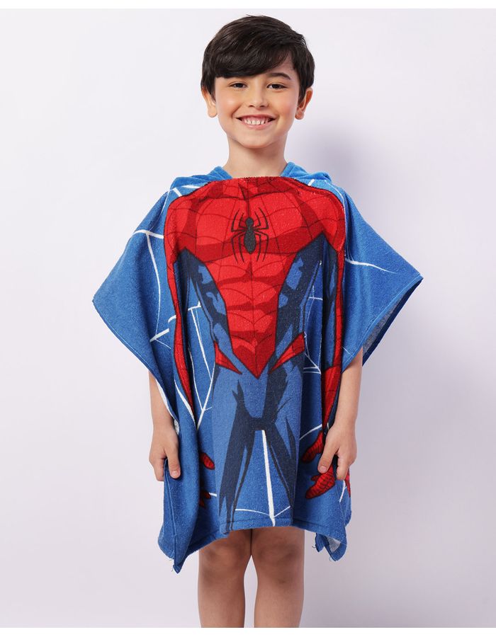 Toalha-Poncho-Inf-Spider---Azul