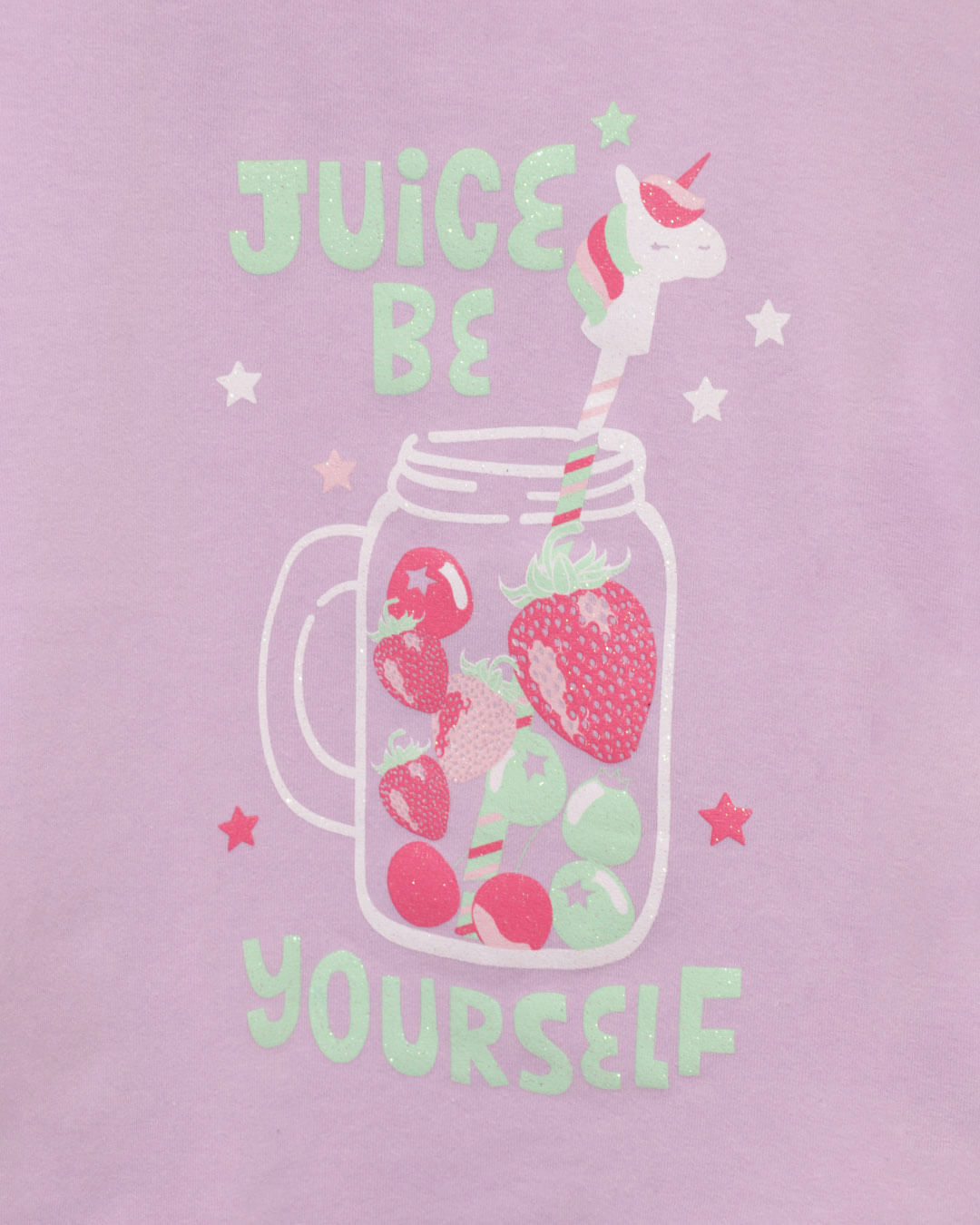 Blusa Bebê Manga Curta Estampa Juice com Glitter Lilás-1731007579281