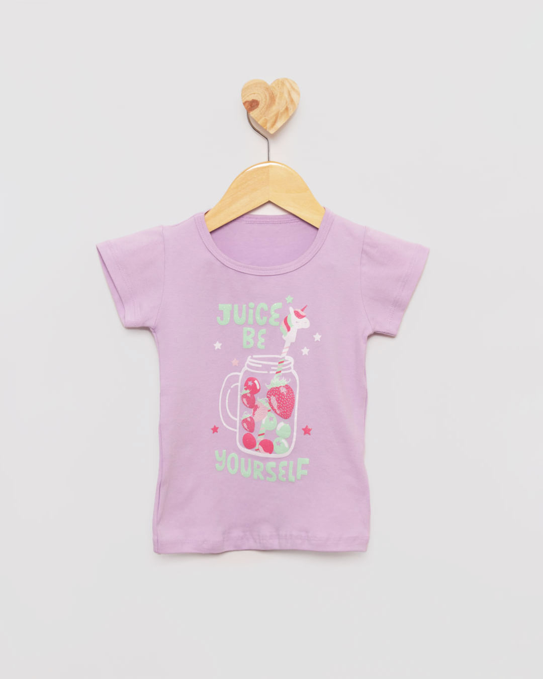 Blusa Bebê Manga Curta Estampa Juice com Glitter Lilás-1731007611182