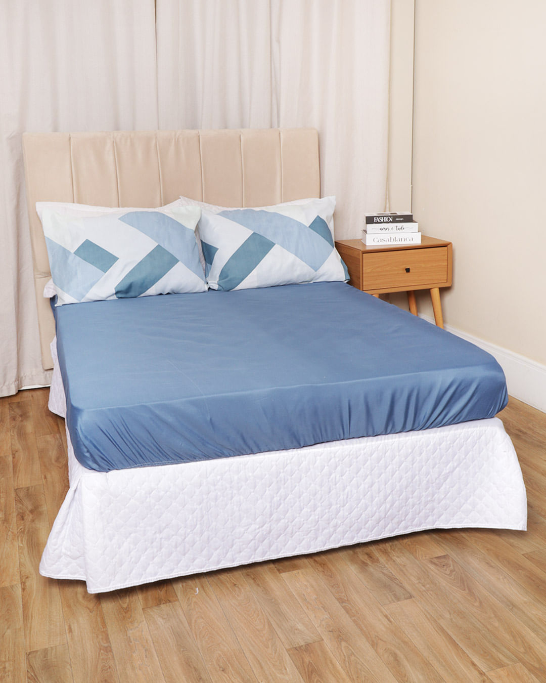 Jg-De-Cama-Casal-3-Pcs-Etnico-Ver-25---Azul-Geometrico