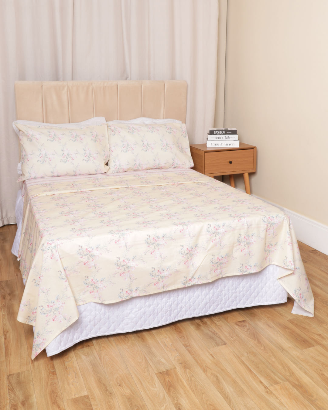 Jg-Cama-Cs-Estamp-Sort-Algo-4-Pc---Amarelo-Floral