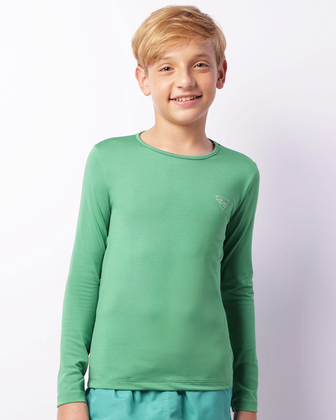 Blusa Proteção UV Juvenil Menino Manga Longa Verde-1736885909182