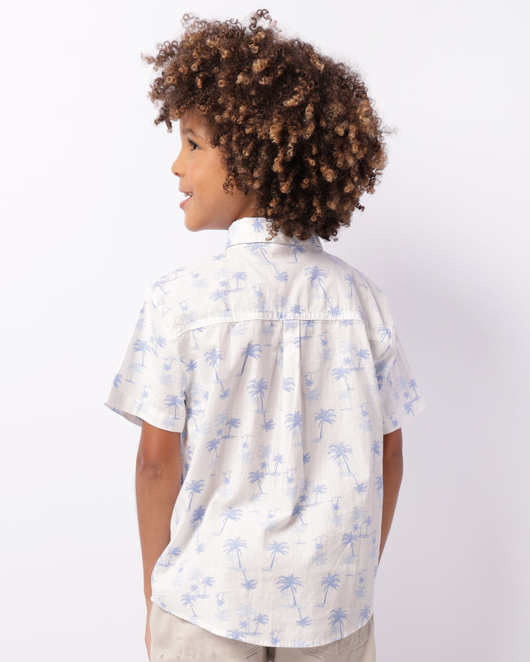 Camisa Infantil Manga Curta Estampa Tropical Branca-1737121011709