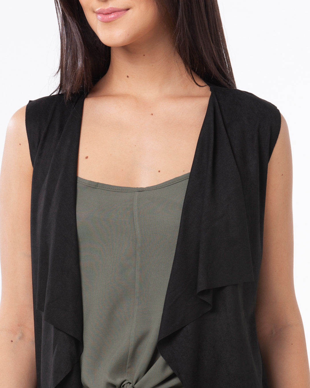 Colete-Feminino-Babado-Suede-Preto