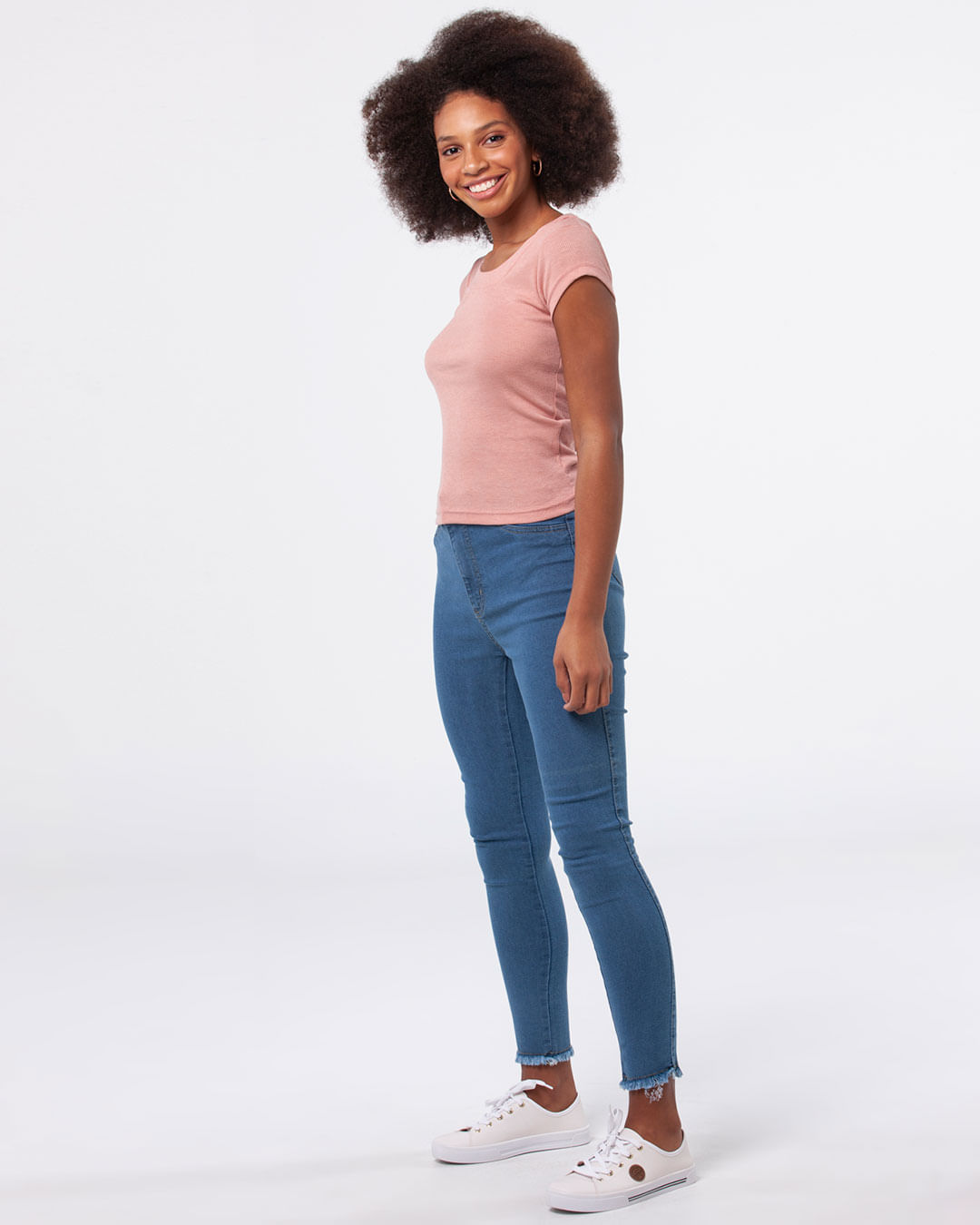 Blusa-Feminina-Manga-Curta-Canelada-Rosa-Claro