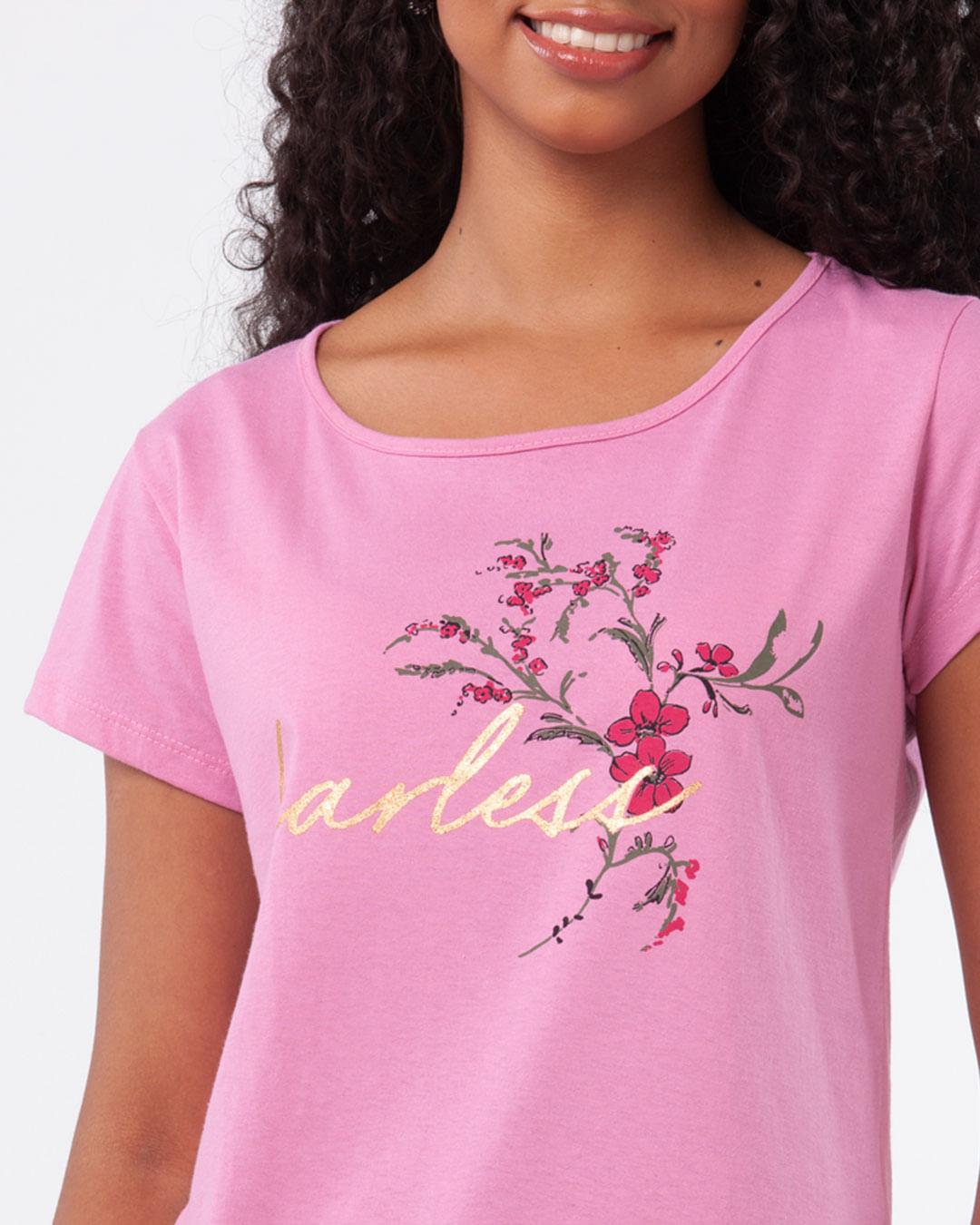 Camiseta-Feminina-Basica-Floral-Rosa