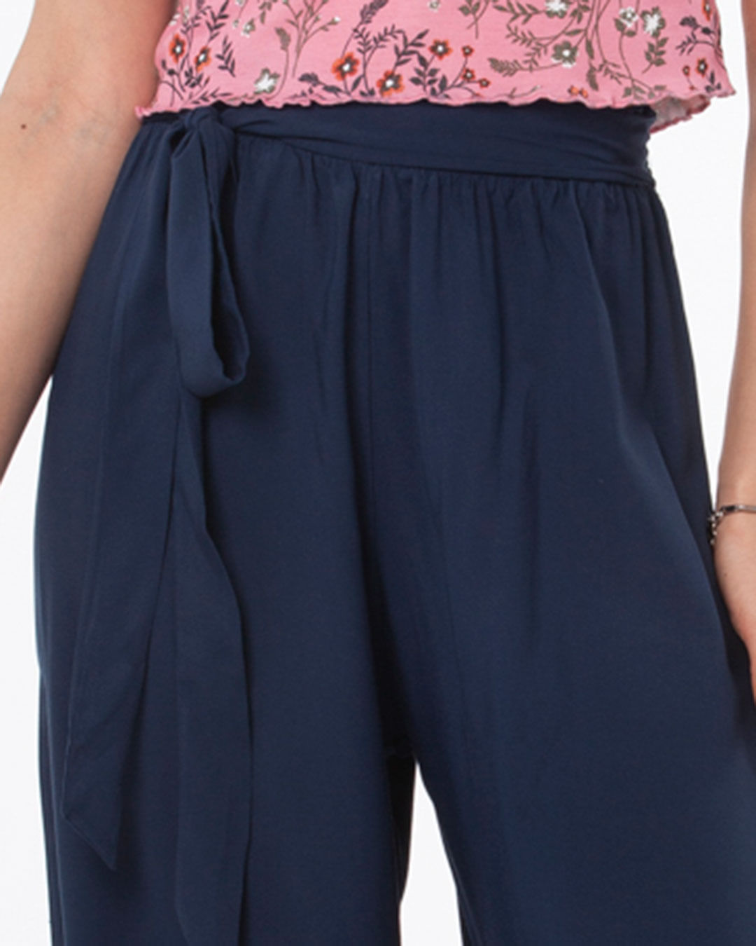 Calca-Feminina-Pantacourt-Lisa-Tiras-Amarracao-Azul-Marinho