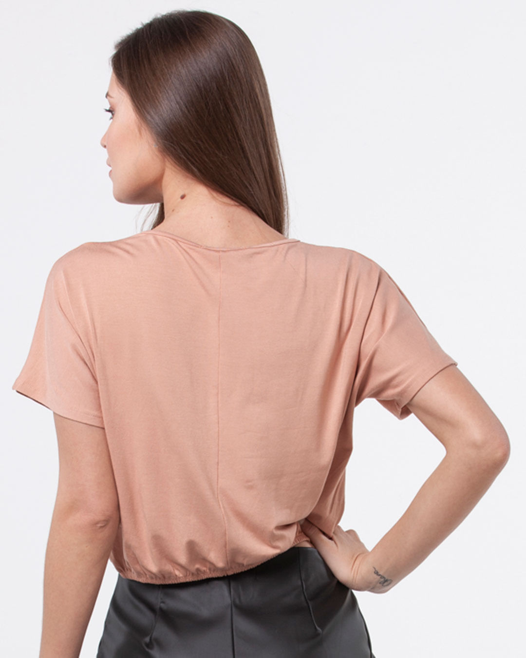 Blusa-Feminina-Cropped-Manga-Curta-Strass-Rosa-Claro