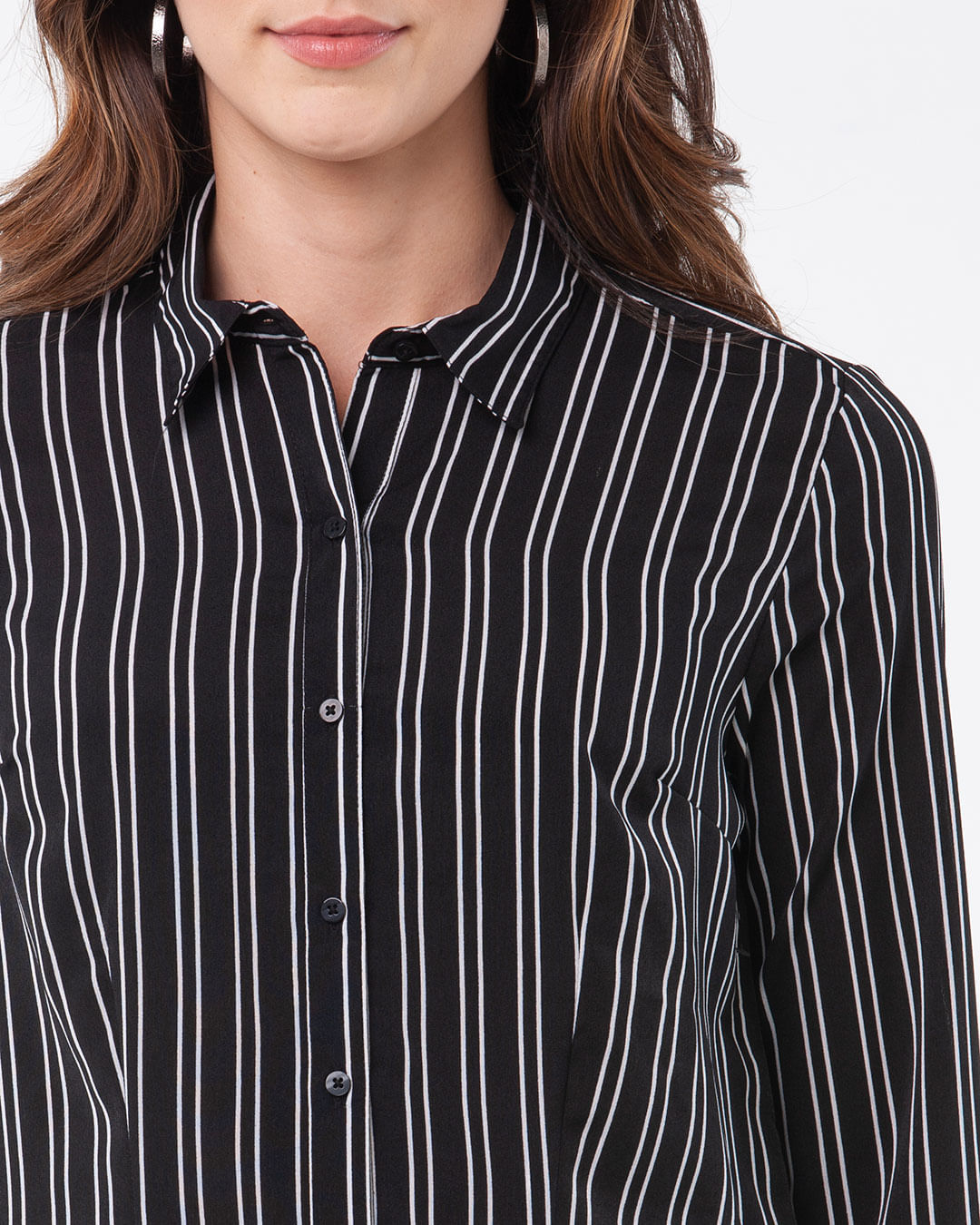 Camisa-Feminina-Crepe-Listrada-Preto