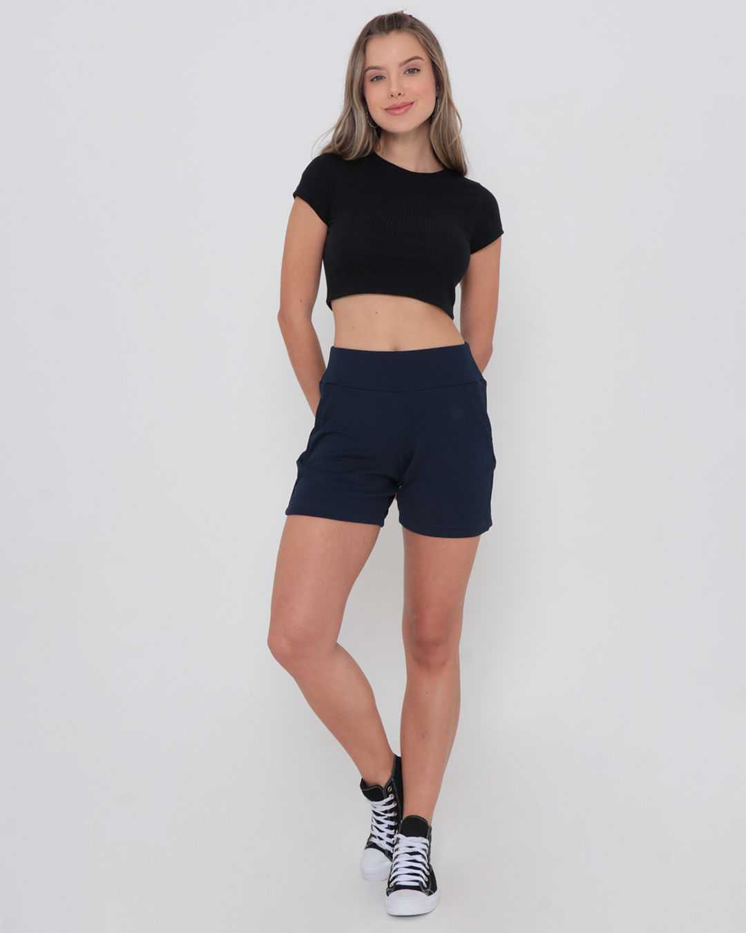 Short-Feminino-Curto-Liso-Azul-Marinho
