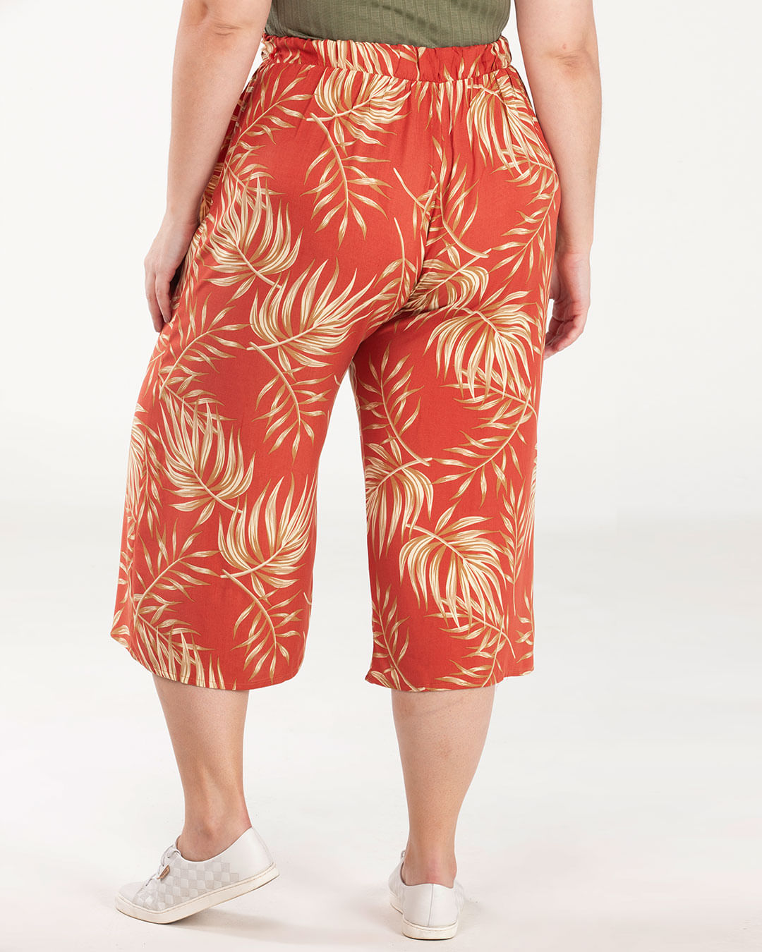 Calca-Feminina-Pantacourt-Laranja-Floral