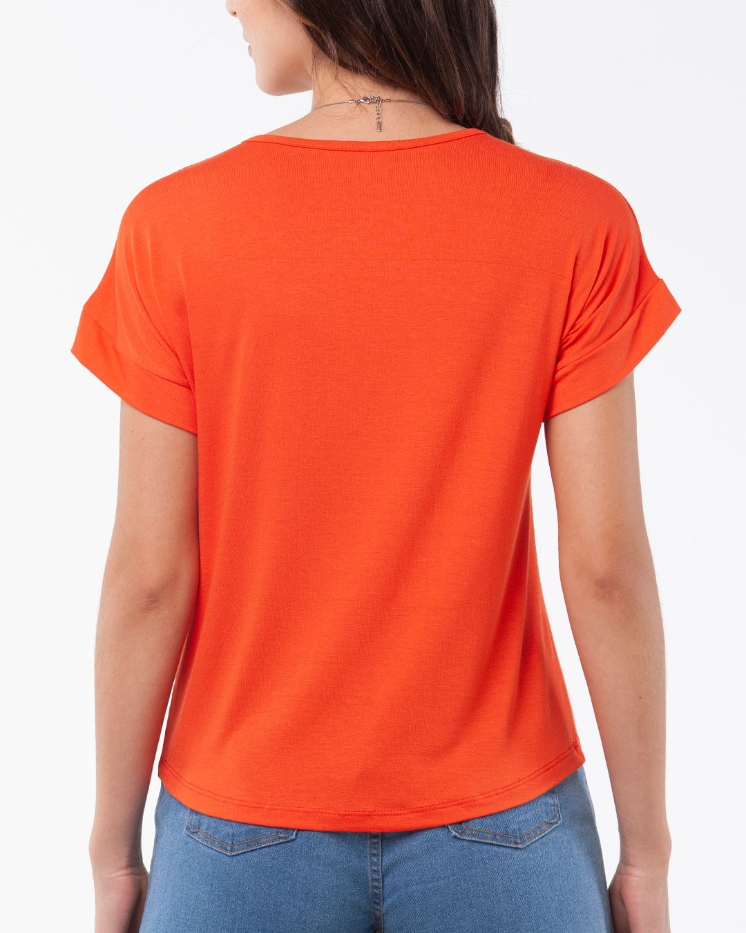 Blusa-Feminina-Manga-Curta-Renda-Laranja