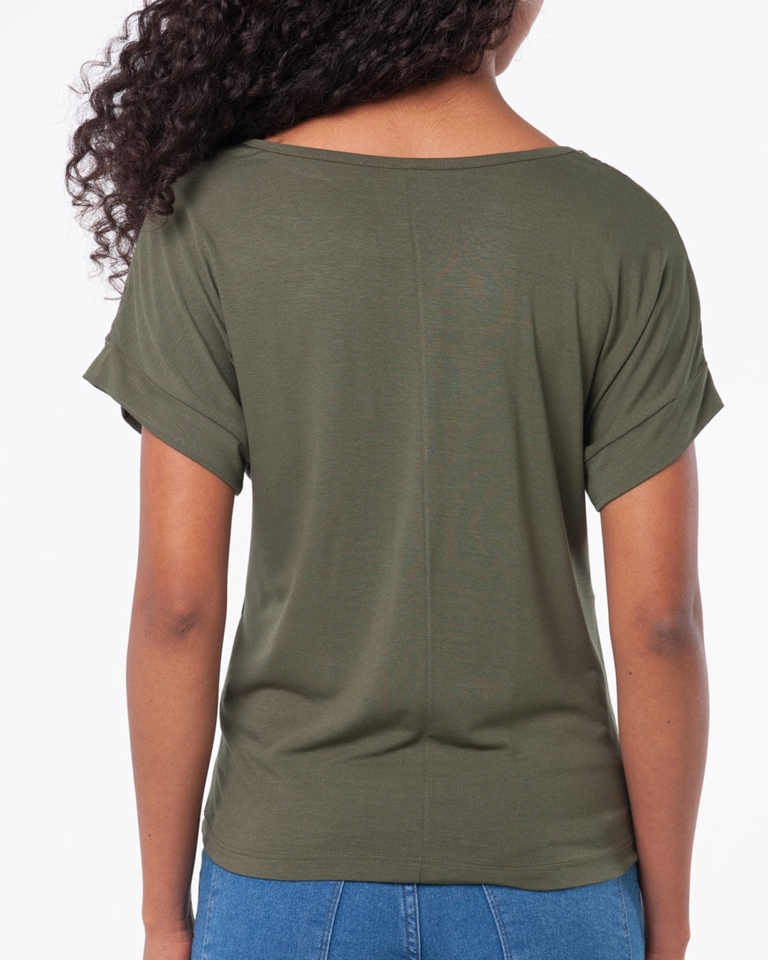 Blusa-Feminina-Manga-Curta-Renda-Verde