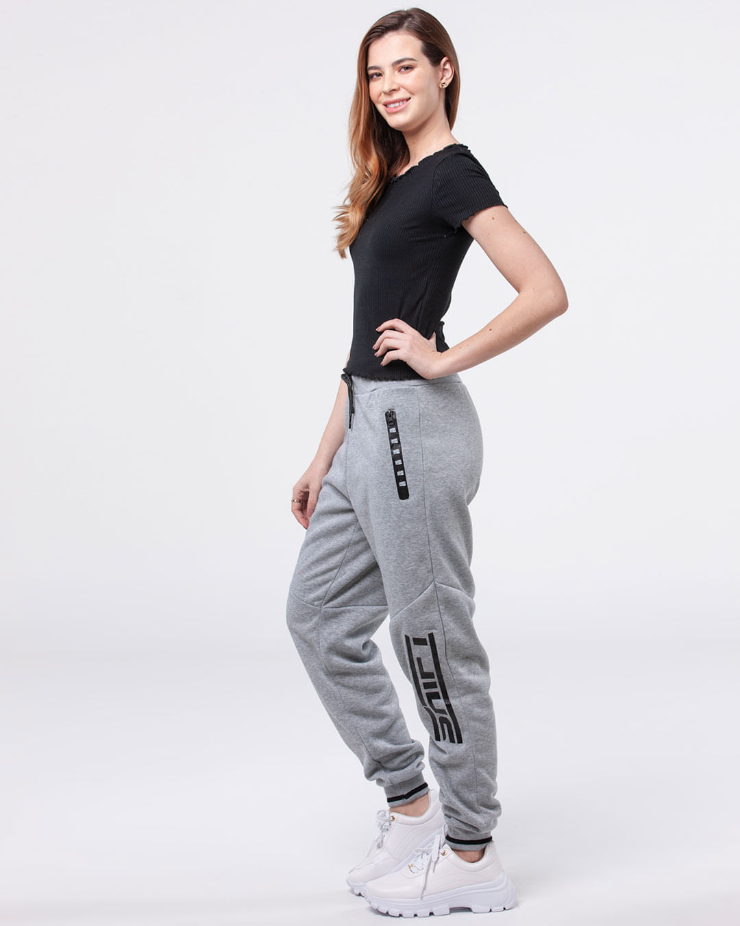 Calca-Feminina-Street-Jogger-Moletom-Cinza