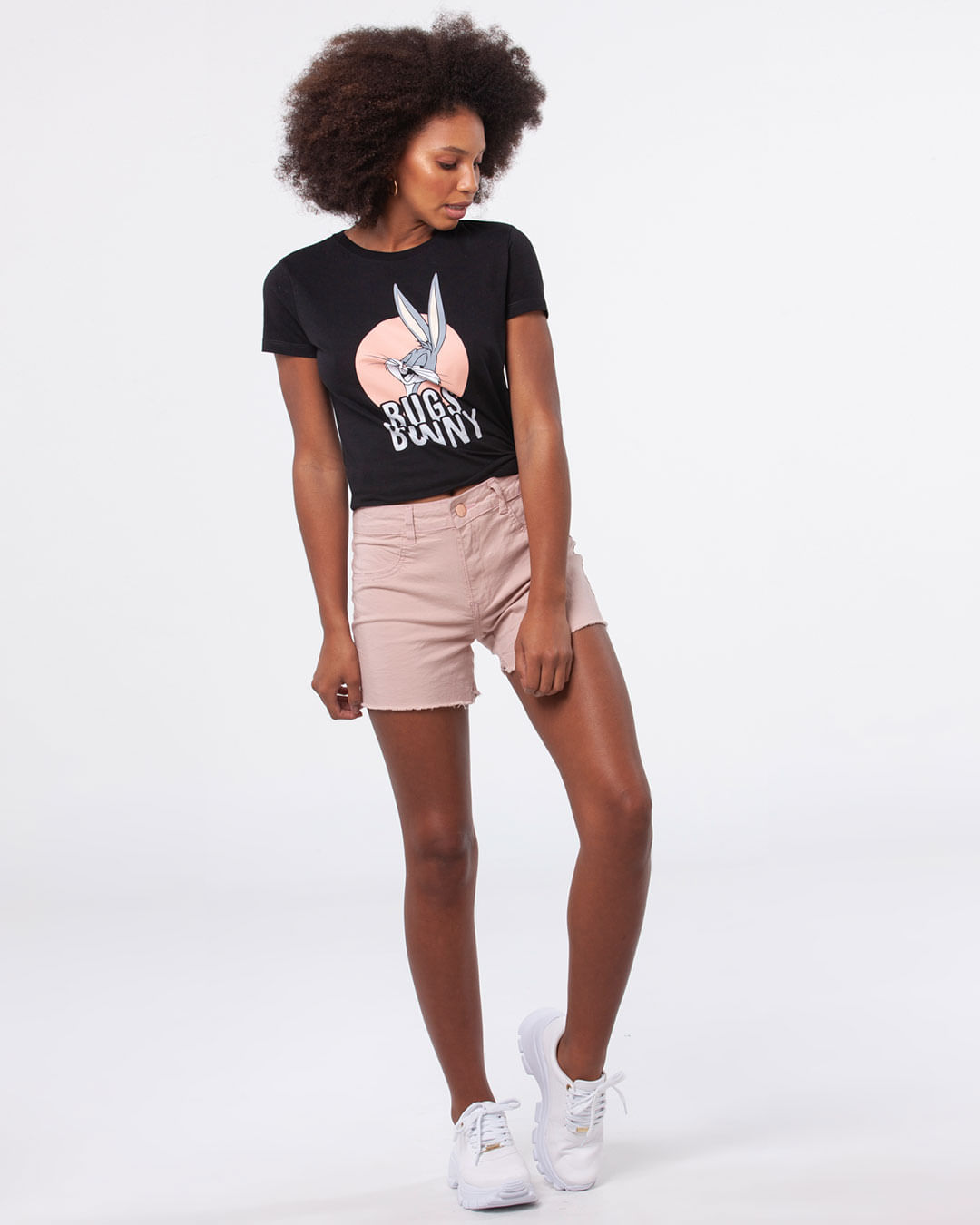 Short-Feminino-Sarja-Liso-Basico-Rosa