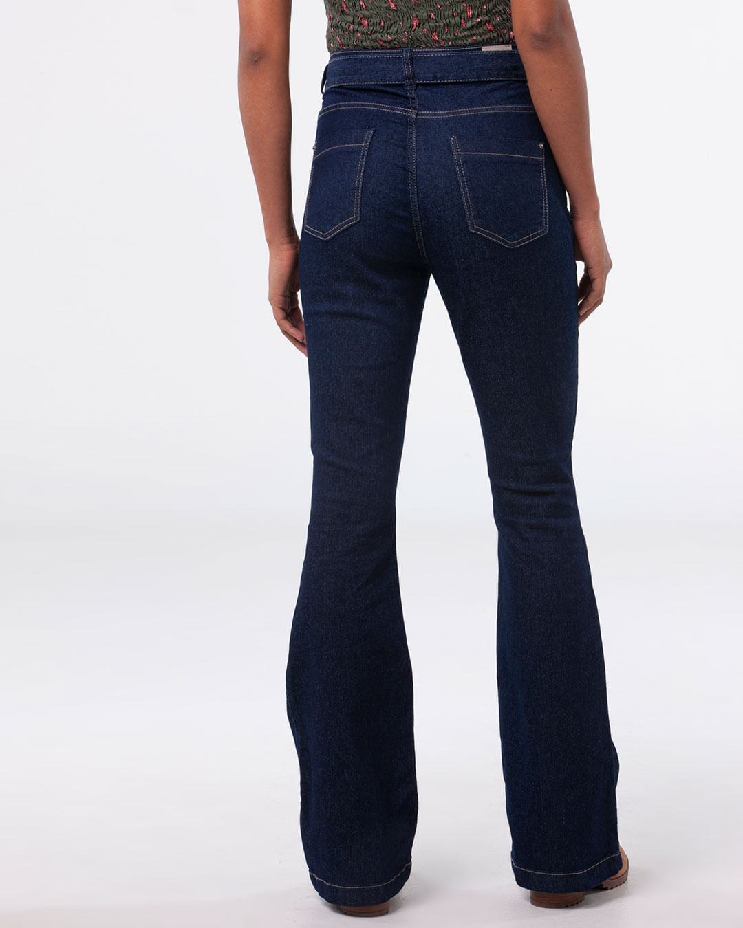 Calca-Jeans-Feminina-Flare-Pespontos-Azul-Escuro