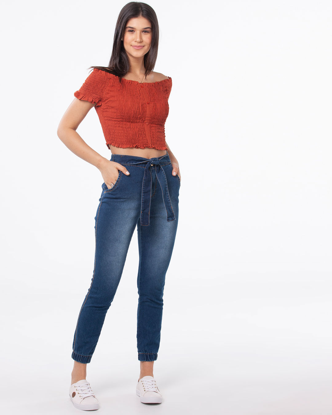 Calca-Jeans-Feminina-Jogger-Amarracao-Azul