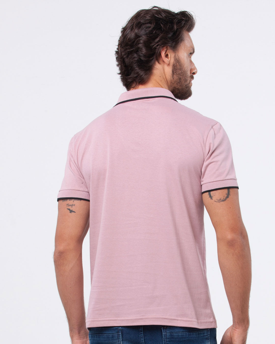 Polo-Masculina-Lisa-Bolso-Frontal-Rosa