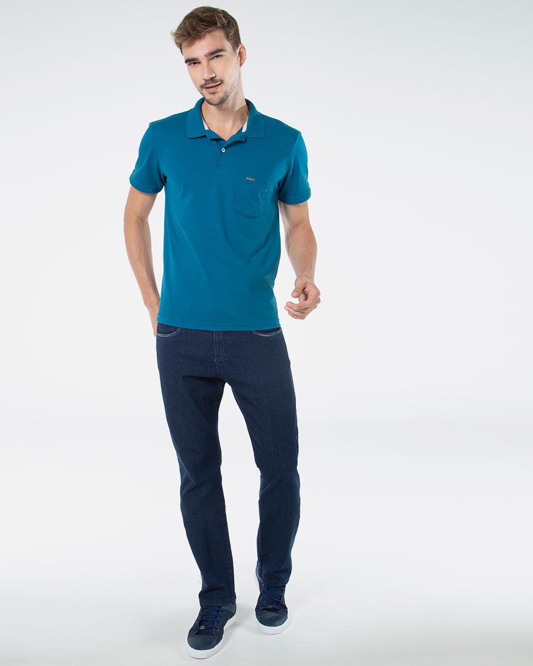 Polo-Masculina-Lisa-Azul