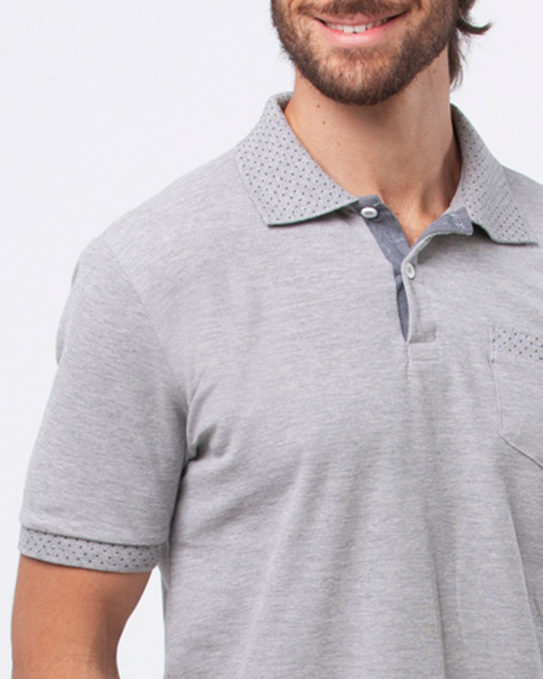 Polo-Masculina-Mescla-Bolas-Cinza