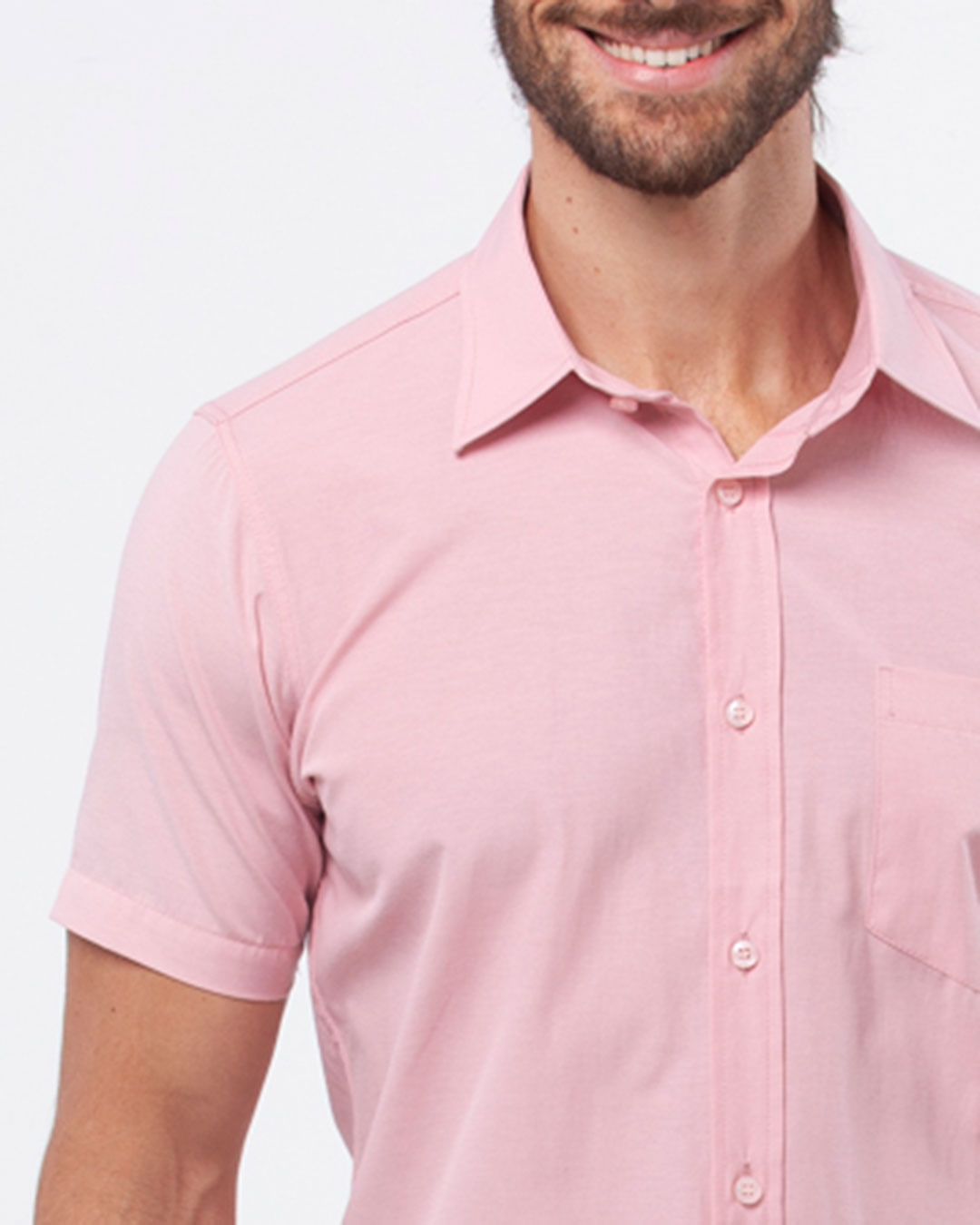 Camisa-Masculina-Basica-Lisa-Manga-Curta-Rosa