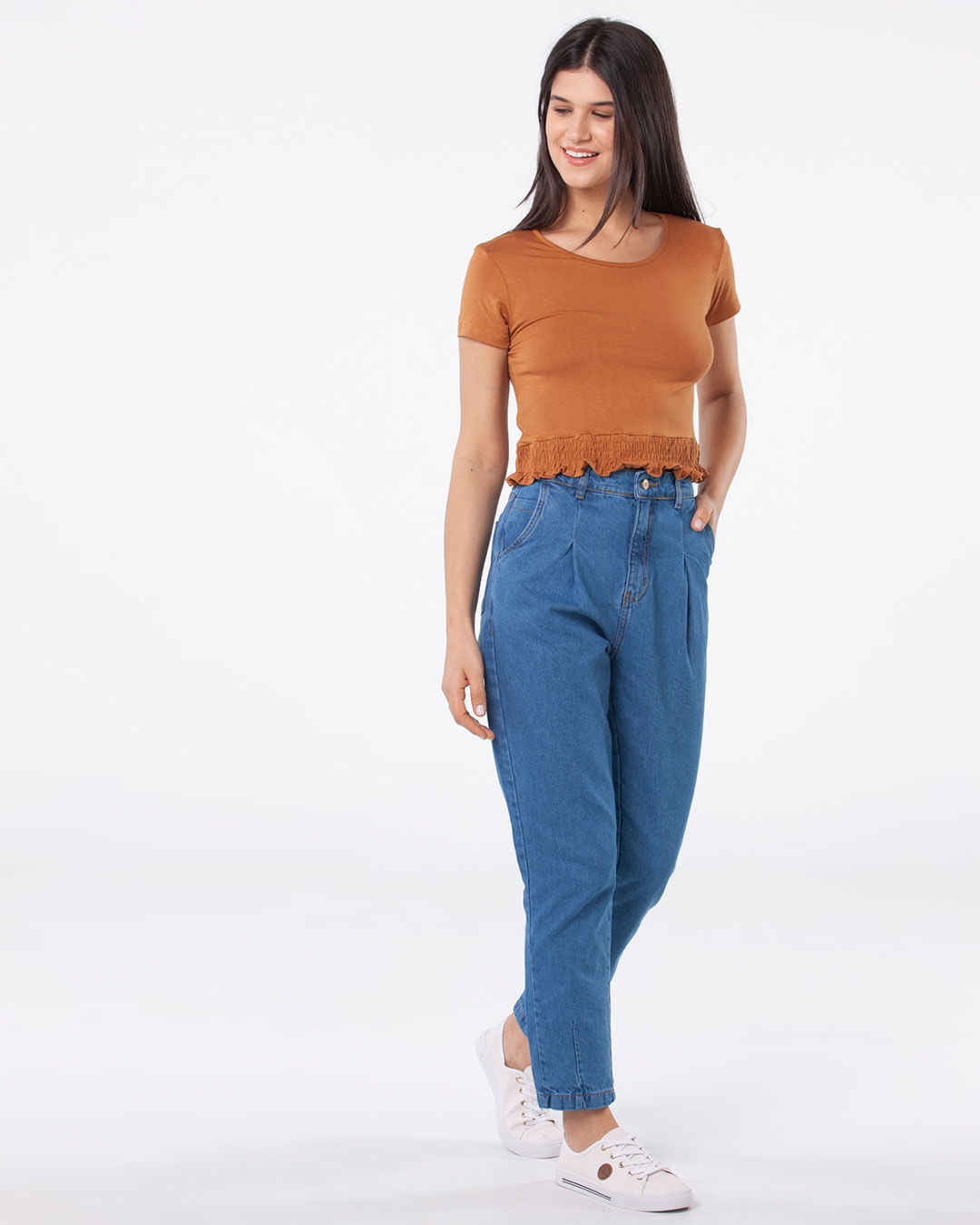 Calca-Feminina-Baggy-Pregas-Azul