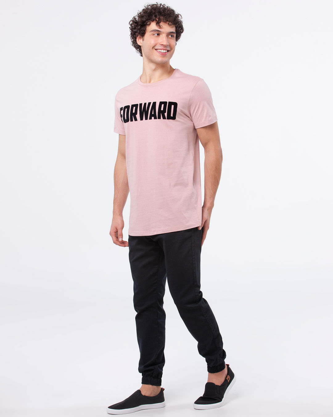 Camiseta-Masculina-Mescla-Regular-Estampa-Forward-Rosa