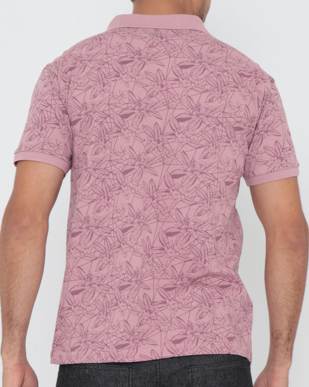 Polo-Masculina-Lisa-Gola-Listra-Rosa
