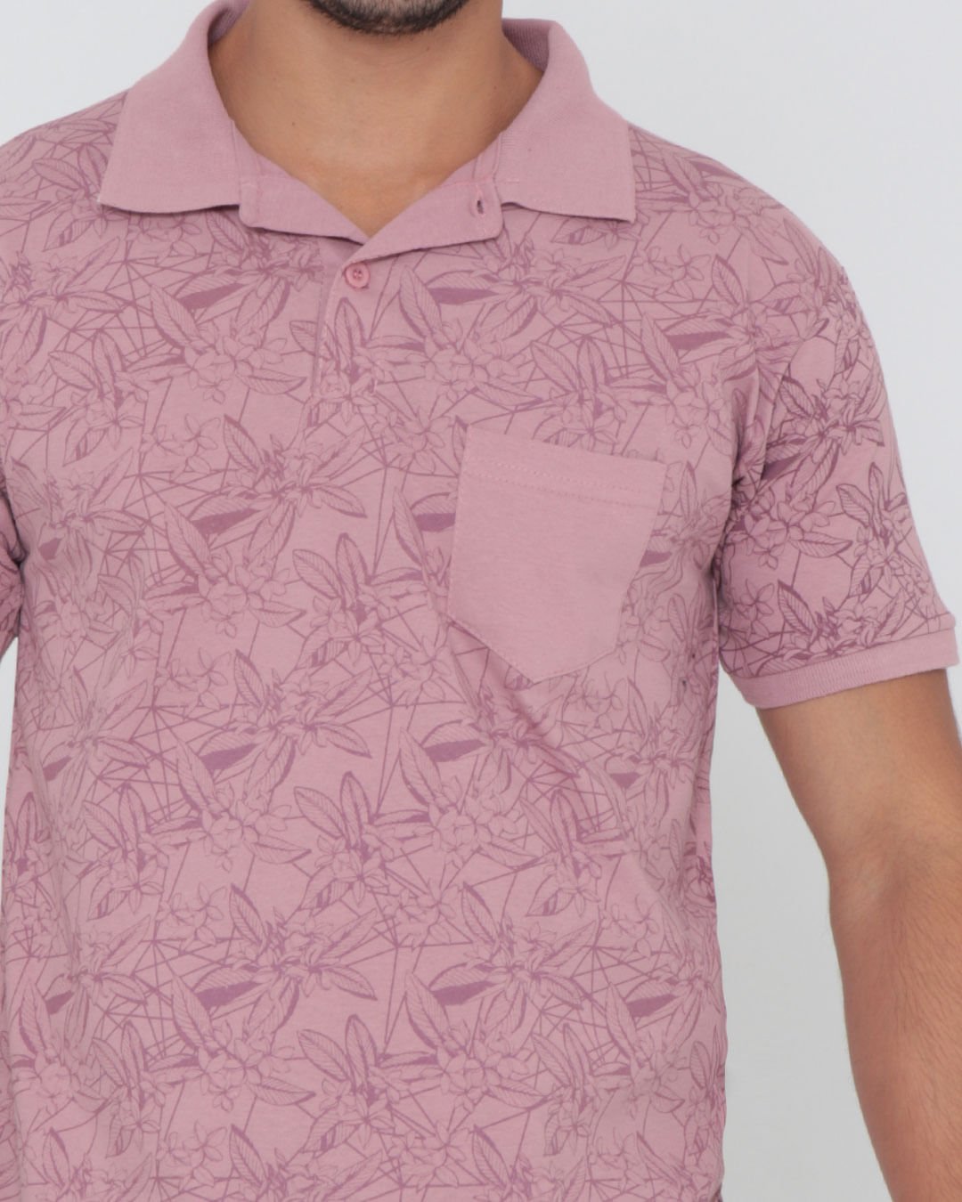 Polo-Masculina-Lisa-Gola-Listra-Rosa