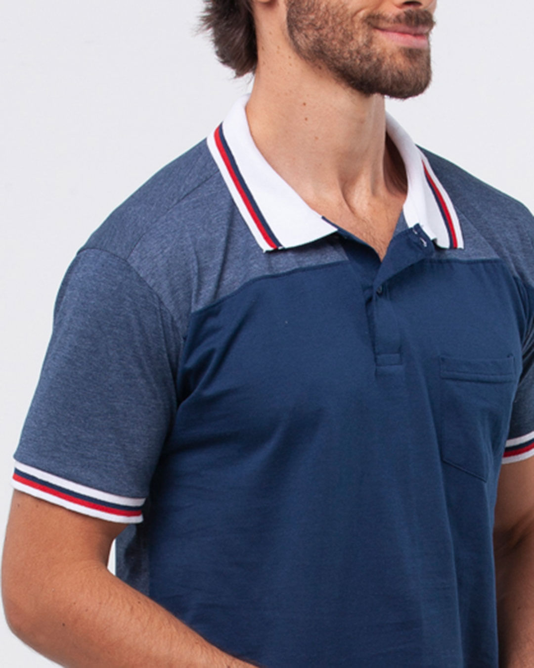 Polo-Masculina-Listras-Raglan-Bolso-Marinho