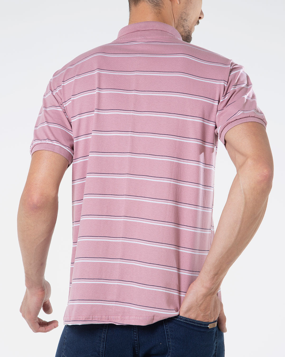 Polo-Masculina-Listrada-Bolso-Rosa