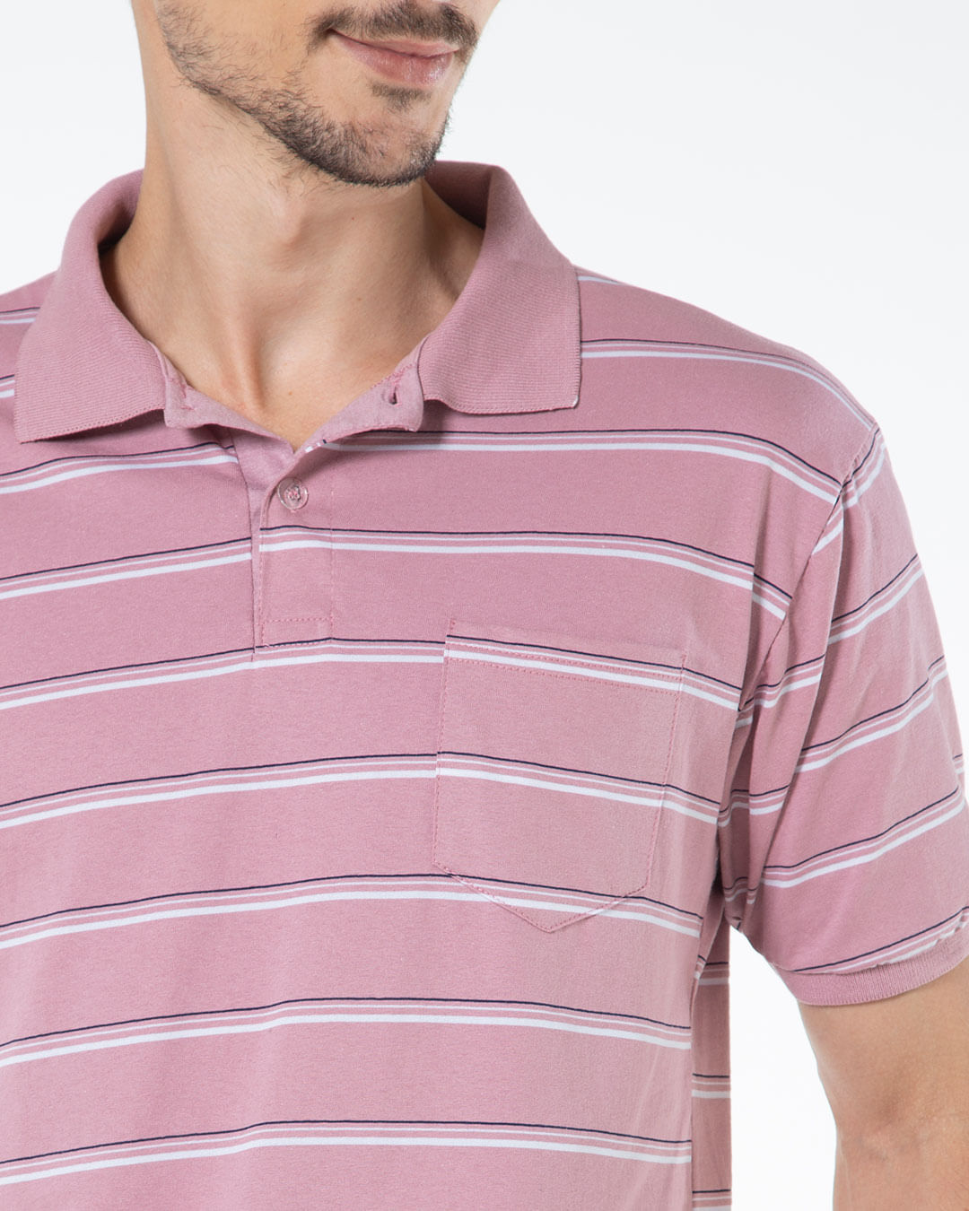 Polo-Masculina-Listrada-Bolso-Rosa