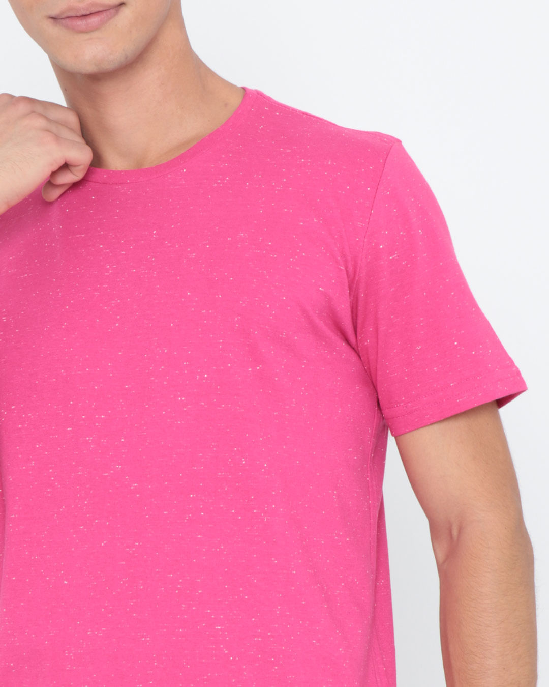 Camiseta-Masculina-Manga-Curta-Botone-Rosa