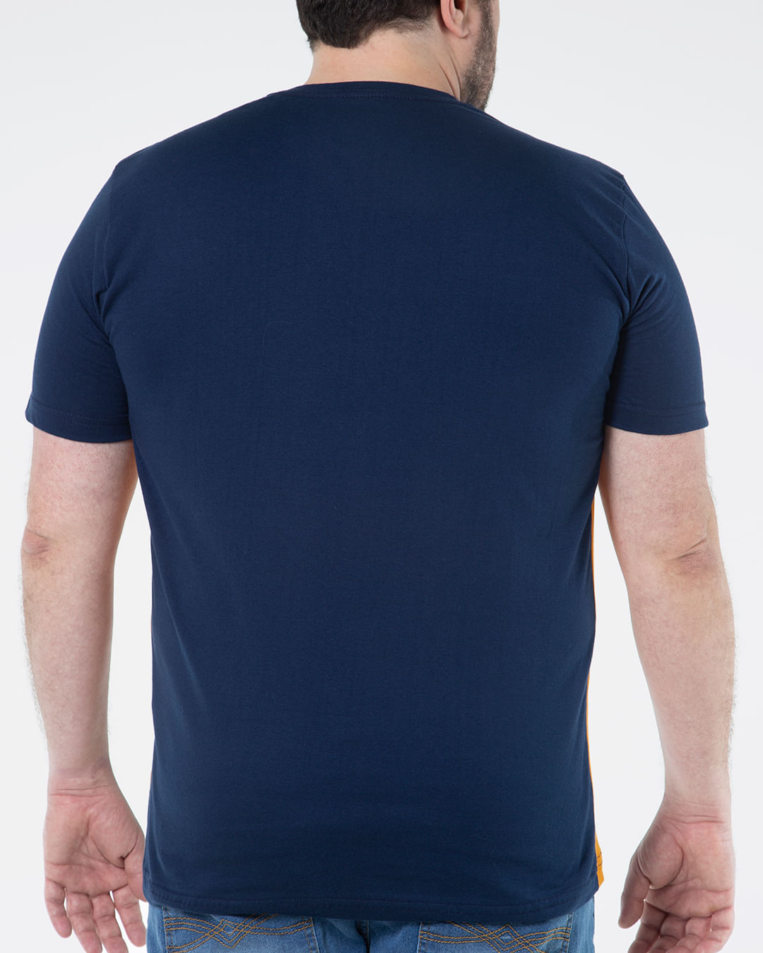 Camiseta-Masculina-Plus-Size-Baseball-Recorte-Marinho