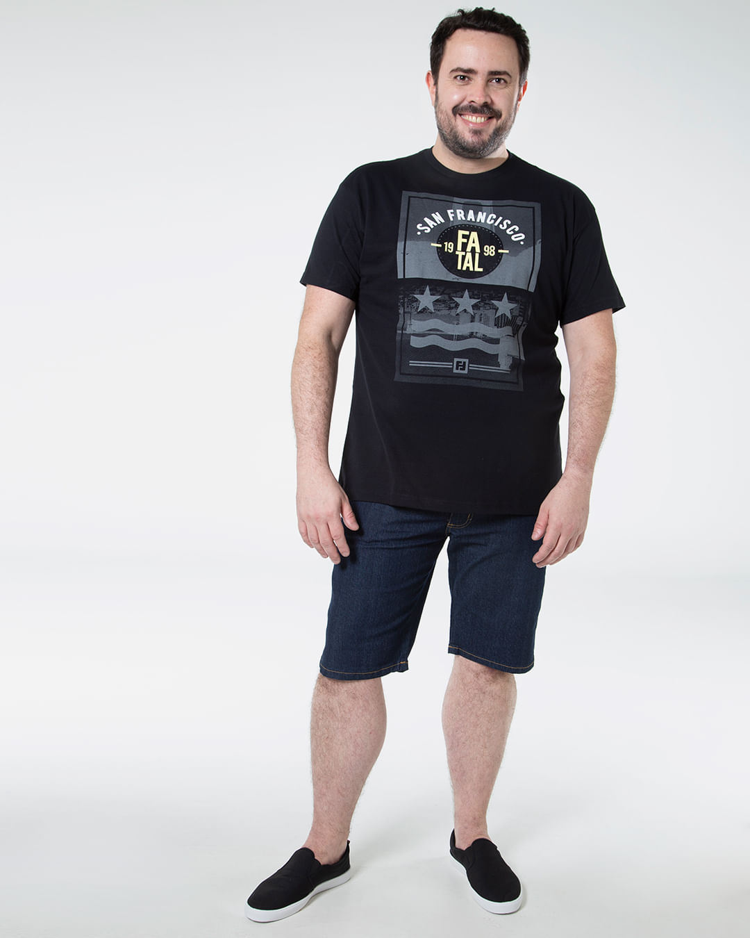 Camiseta-Masculina-Plus-Size-Estampada-San-Francisco-Fatal-Preta