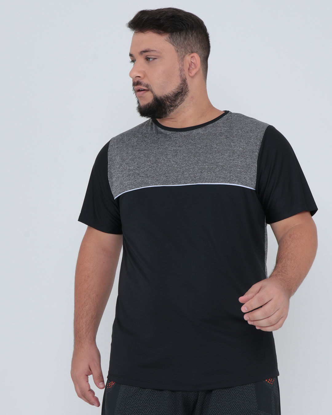 Camiseta-Masculina-Recorte-Mescla-Preta