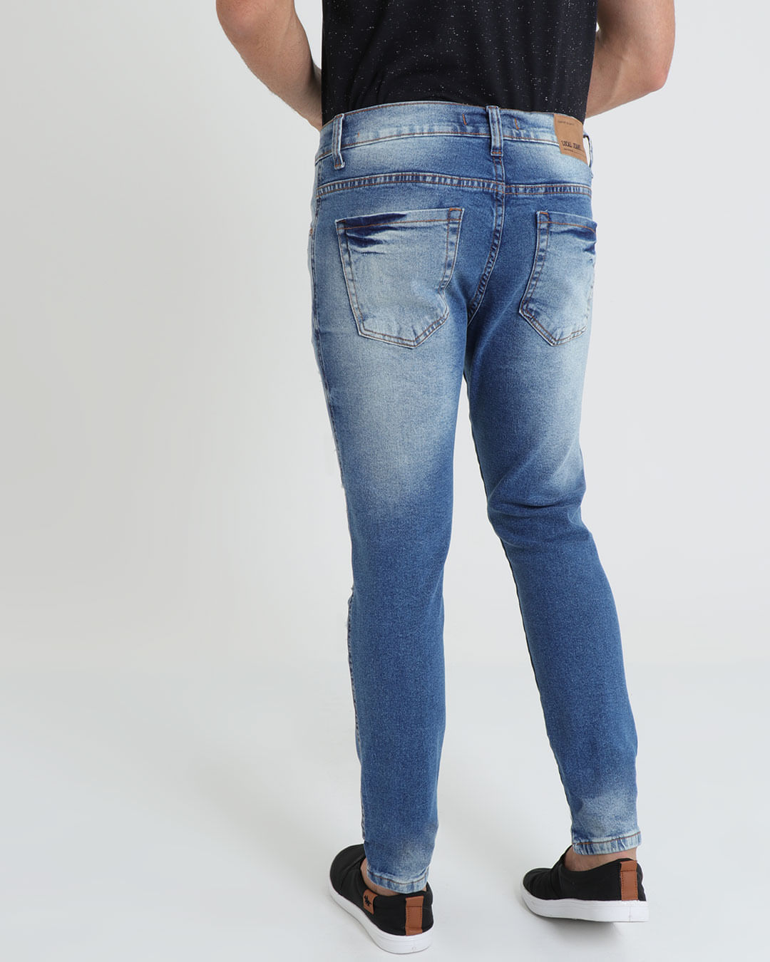 Calca-Jeans-Masculina-Elastano-Com-Puidos-Delave-Azul