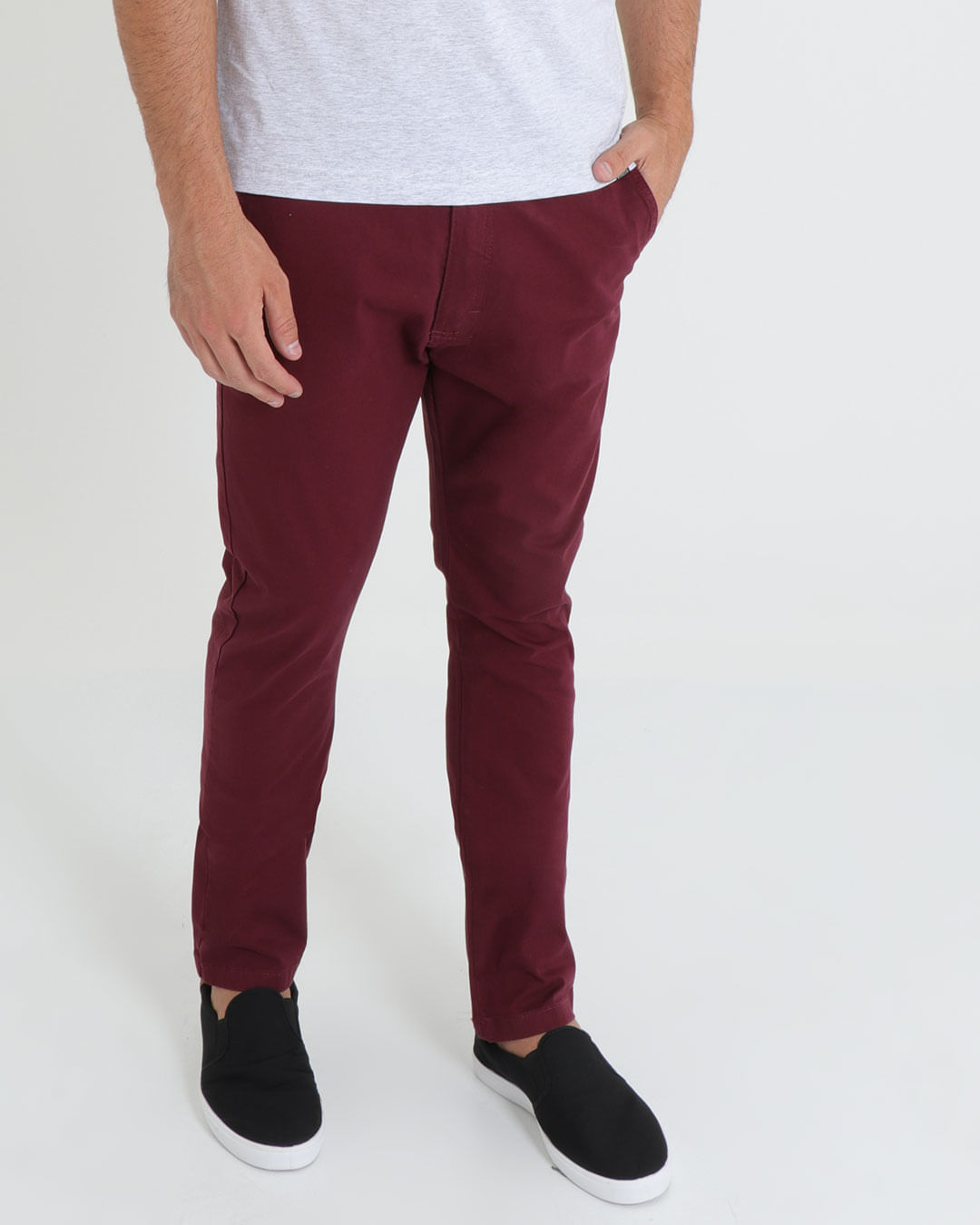 Calca-Sarja-Masculina-Basica-Vinho