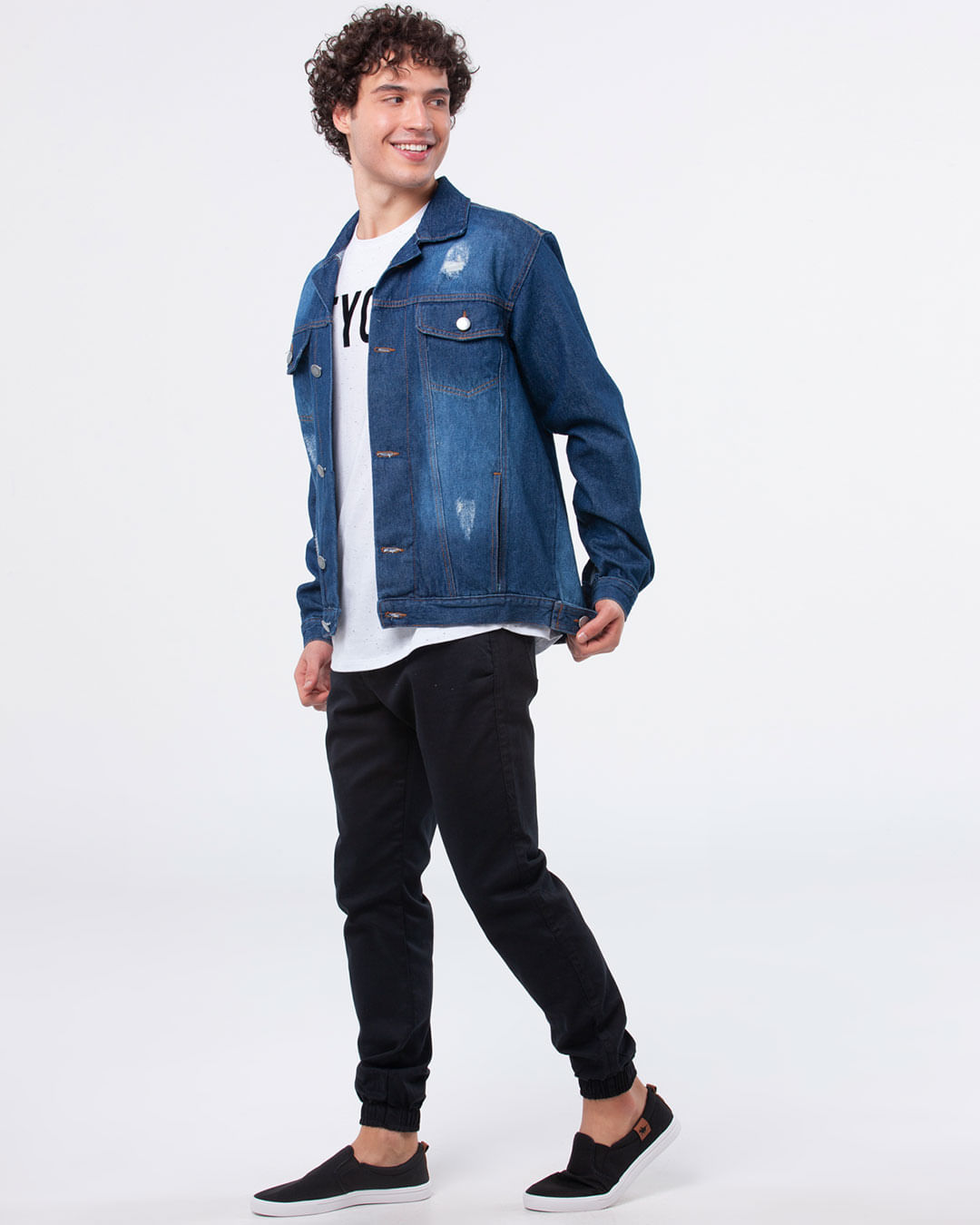 Jaqueta-Jeans-Masculina-Com-Puidos-Azul