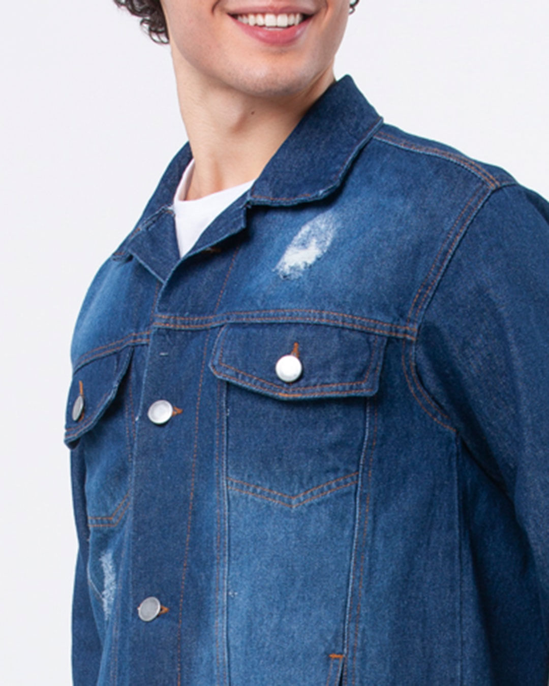 Jaqueta-Jeans-Masculina-Com-Puidos-Azul