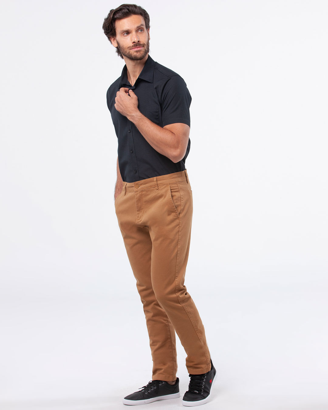 Calca-Masculina-Sarja-Basica-Marrom