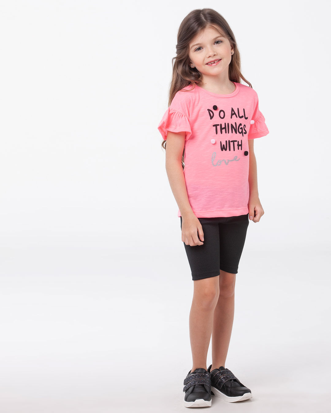 Blusa-Infantil-Manga-Curta-Babados-Pompom-Rosa