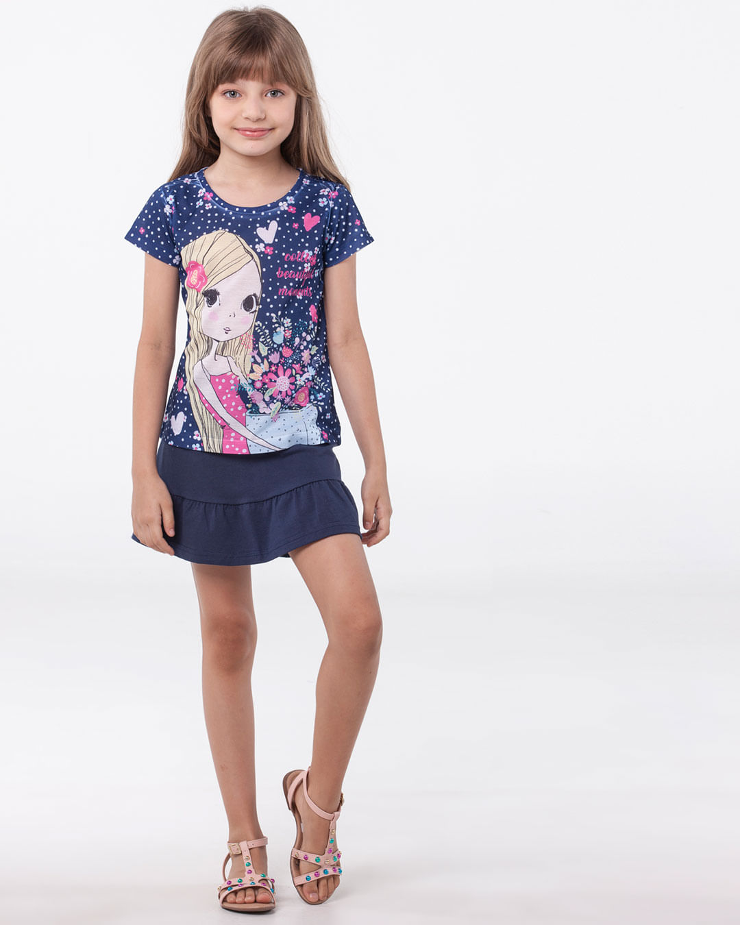 Blusa-Infantil-Malha-Floral-Girl-Marinho