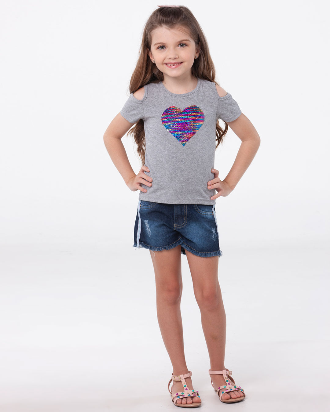 Blusa-Infantil-Open-Shoulder-Coracao-Paetes-Cinza